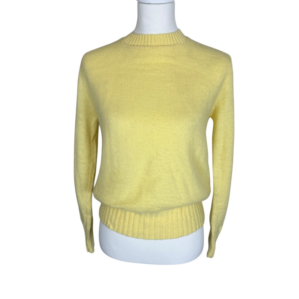Vintage Garland Yellow Knit Crewneck‎ Sweater Made in USA Women's Small